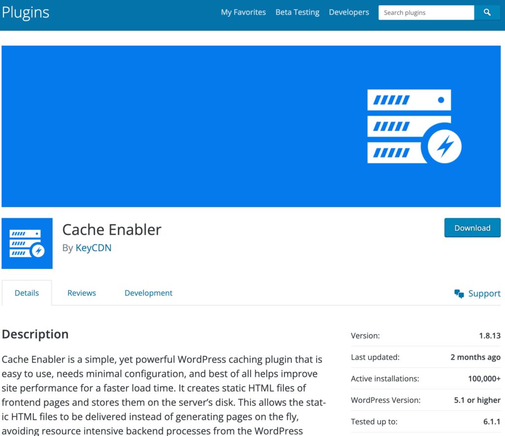 Best WordPress Cache Plugin: Cache Enabler